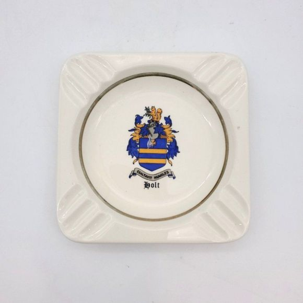 Vintage Holt England Crest Cigarette Ashtray Dish Porcelain Collectible Retro UK